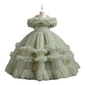 Export cross-border fashion style girl dress long piano performance flower girl wedding dress tutu skirt birthday in stock hot sale