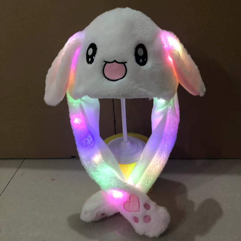 Trending plush cartoon hat with moving ears - glow-in-the-dark bunny hat for night markets - wholesale kids' and family styles