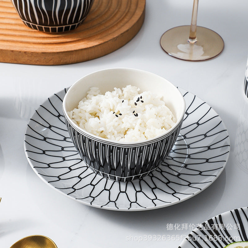 European style minimalist rice bowl, unique household bowl, ceramic creative trendy bowl, moroccan style 4.5inch dessert bowl
