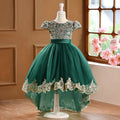 foreign trade girl's dress with train, short in front and long in back, accessible luxury, retro, niche party, birthday princess dress, in stock