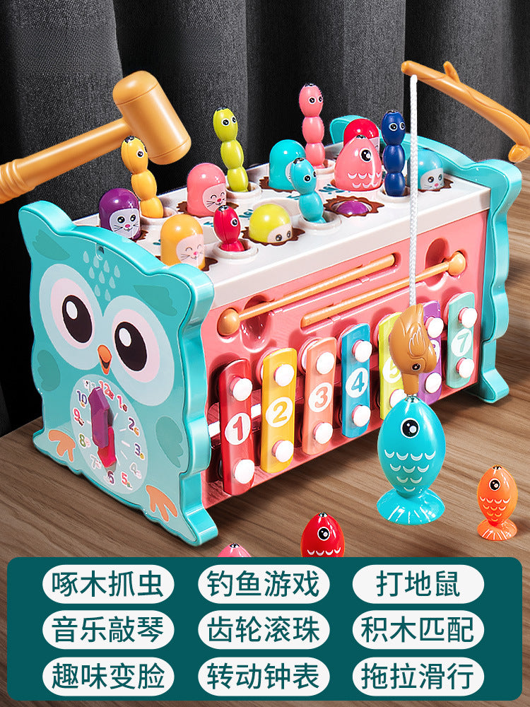 Baby fishing toys, whack-a-mole, piano, intellectual development, early education for infants, boys and girls, fish hooks