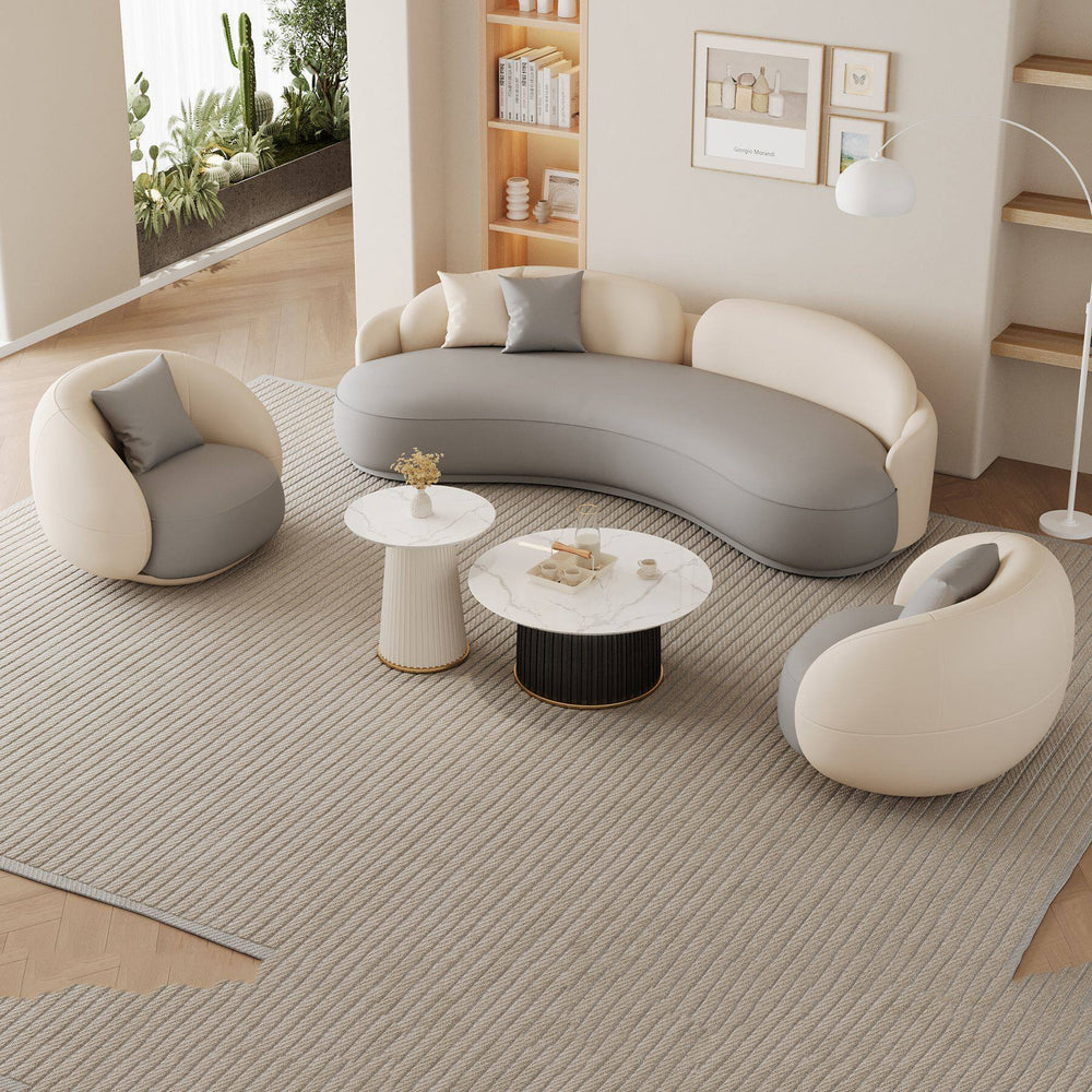 Retro small apartment leather curved sofa popular sales office negotiation accessible luxury technology cloth clothing store reception sofa