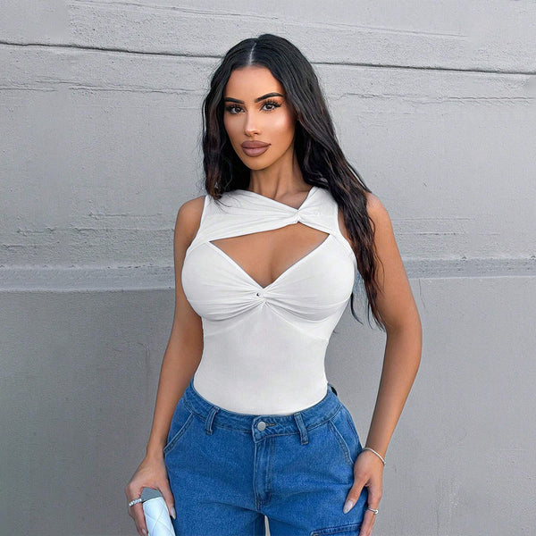 2024   European and American women's clothing ins trendy wind irregular sling vest slim sleeveless top