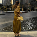European and american women's clothing  autumn new collection: sweet and fresh round neck lantern sleeve blouse and high-waisted lantern pants two-piece set