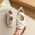 Vancahao girls' korean style polka dot princess shoes,  spring new collection, children's bowknot leather flats, low-cut single shoes