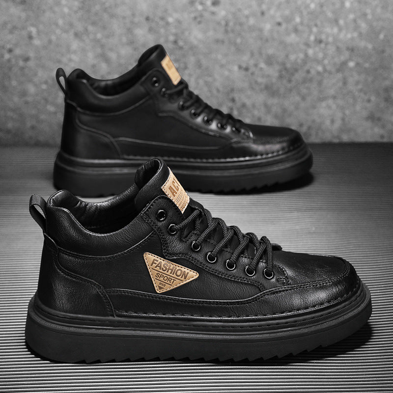 Men's martin boots: new 2025 autumn collection - high-top, british retro, fashionable casual leather shoes for men - thick sole, height increasing