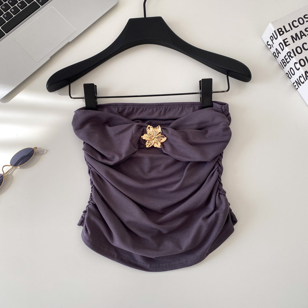 Sense of designniche stylestereo flower age reduction camisole women's pure desire sexy hot girl outwearshortcrop toptops