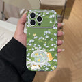 Green floral cat teacup phone case for iphone 17 pro max, apple 16 full coverage shockproof protective case - wholesale