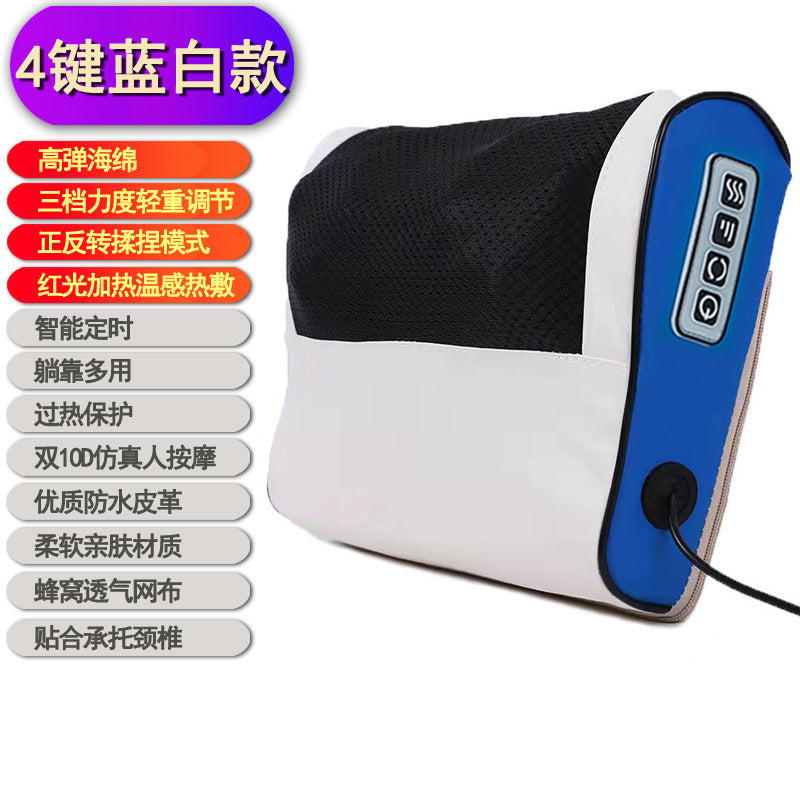 Cervical spine massager neck massage pillow hot compress shoulder lumbar lumbar kneading massager air bag stretching for home