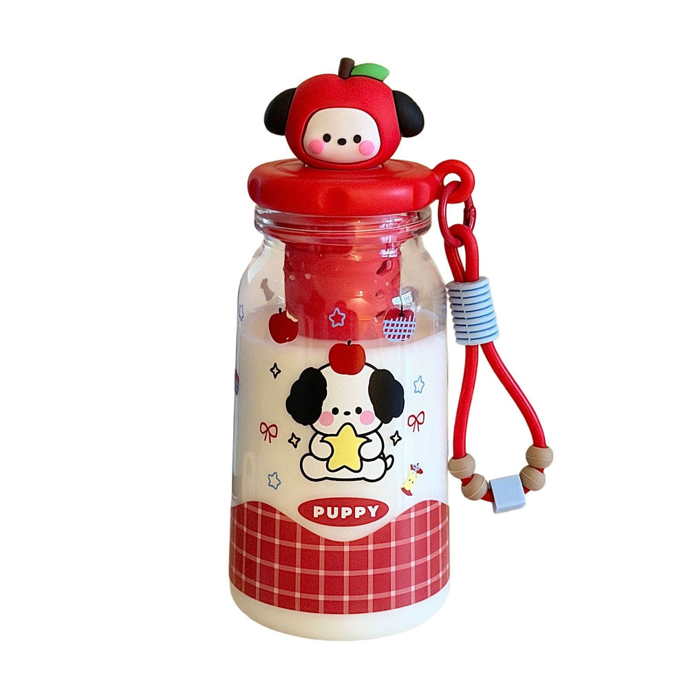 New tritan cartoon plastic water bottle - stylish, portable straw cup for students, kids, and adults with tea infuser