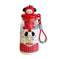 New tritan cartoon plastic water bottle - stylish, portable straw cup for students, kids, and adults with tea infuser
