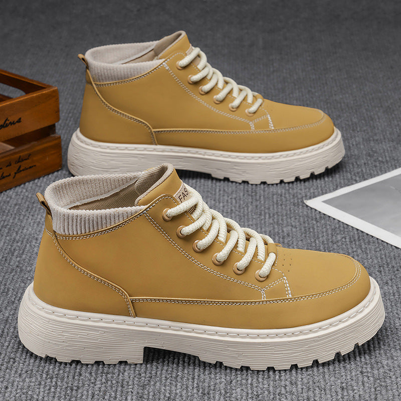 Men's 2025 spring collection: british style high-top outdoor vintage work boots, casual versatile martin boots, trendy footwear