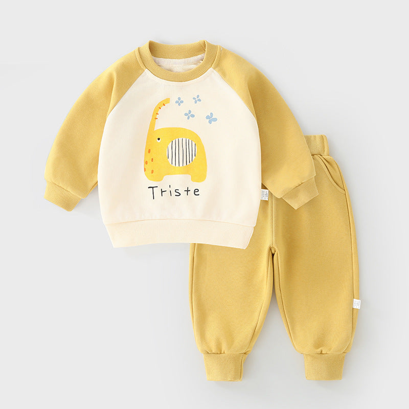 Kids' cartoon two-piece outfit: long-sleeve top and pants set - casual, autumn new arrivals for toddlers