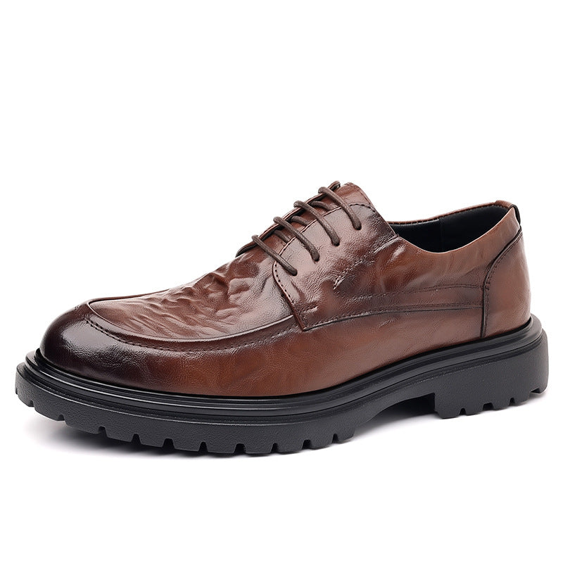 Men's leather dress shoes - live stream special: new textured leather business shoes, casual breathable work shoes, british style wedding shoes