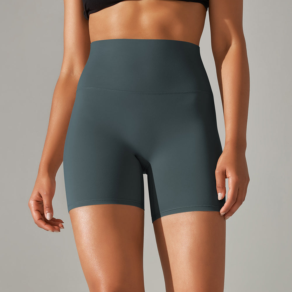 New arrival no awkward line nude high waist yoga pants women's double-sided brushed peach butt tight sports three-quarter pants