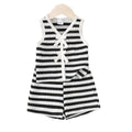 Girls' striped knit two-piece set: v-neck sleeveless tank top and loose-fit shorts - summer casual outfit