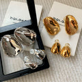 Stylish gold and silver unique exaggerated large metal earrings for women 2026new arrival popular classy sense accessible luxury earrings earrings