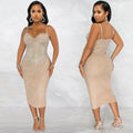 C5680 cross-border new arrivals: european & american women's apparel - , ,  - sexy rhinestone embellished cami dress for nightclubs