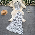 Korean style commute chic red polka dot two-piece set: women's summer short-sleeve top & high-waisted pleated skirt - slimming and elegant outfit
