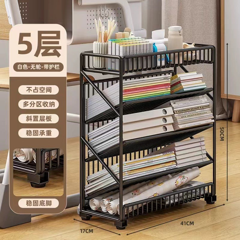 Classroom movable desktop bookshelf student textbook organizer floor storage rack children's home small bookshelf