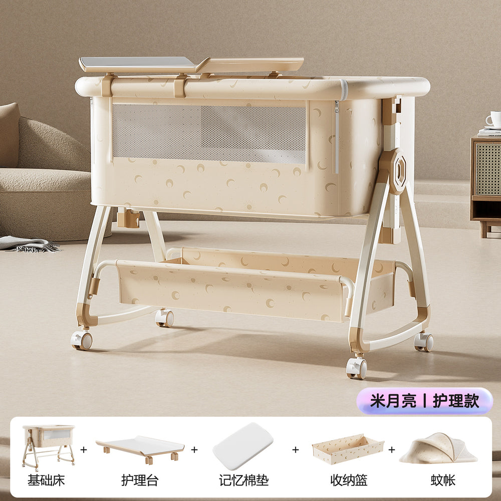 Baby crib movable portable cradle bed foldable multi-function rattle bed bb bed newborn patchwork large bed