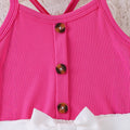 Children's clothing  fashion children's clothing rose red suspender top + printing pattern shorts girl