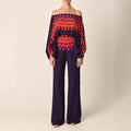 cross-border e-commerce european and american women's clothing: new summer collection - printed off-the-shoulder loose batwing sleeve wide-leg pants set