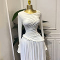 European and american cross-border women's fashion:  spring/summer new arrival - elegant ruched slim-fit flared sleeve maxi dress with ruffle trim