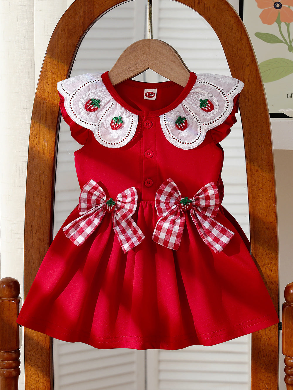 cross-border pastoral style ins-inspired baby & toddler cute strawberry collar bow princess dress - exclusively for cross-border e-commerce