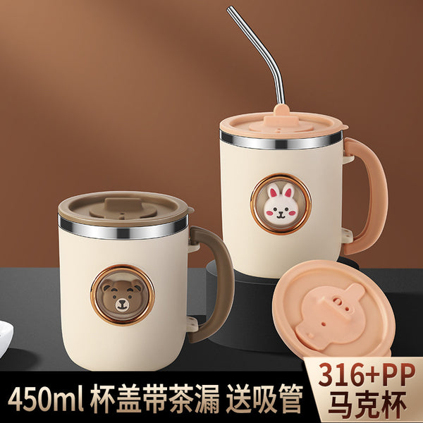 316 stainless steel cartoon space capsule mug with lid high value couple water cup tea separation tea cup