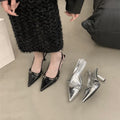 French toe high heel sandals flats 2025 spring new style back hollow thin heel elegant pointed toe flats women's shoes