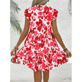 code new arrival  original women's holiday style floralsprintingv neckloose doll dress