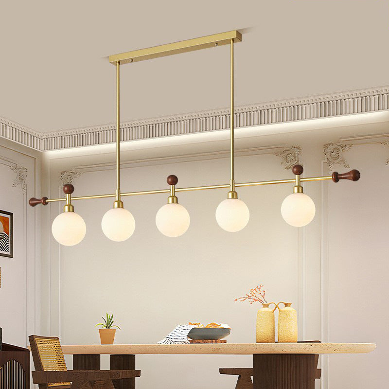 Zhongshan lamps French retro chandelier American medieval wabi wind dining table grinding bean strip lamp New Chinese tea room lamp