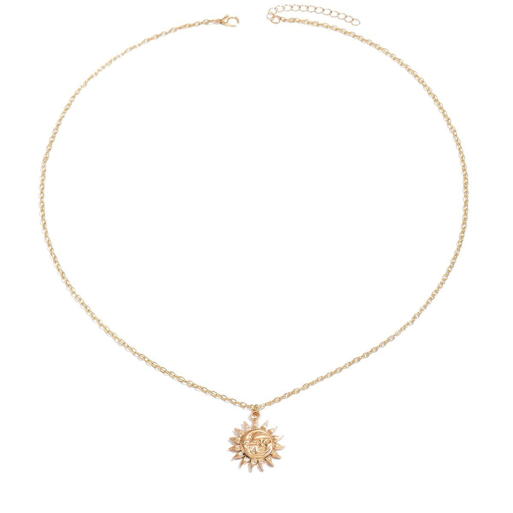 Wholesale vintage necklaces: cross-border sunflower, niche, high-end jewelry, extra-long face pendant, trendy women's clavicle chain