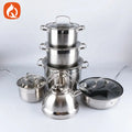 New arrival cross-border stainless steel pot set for home twelve-piece set of multi-bottom frying pan milk soup pot kitchenware manufacturer wholesale