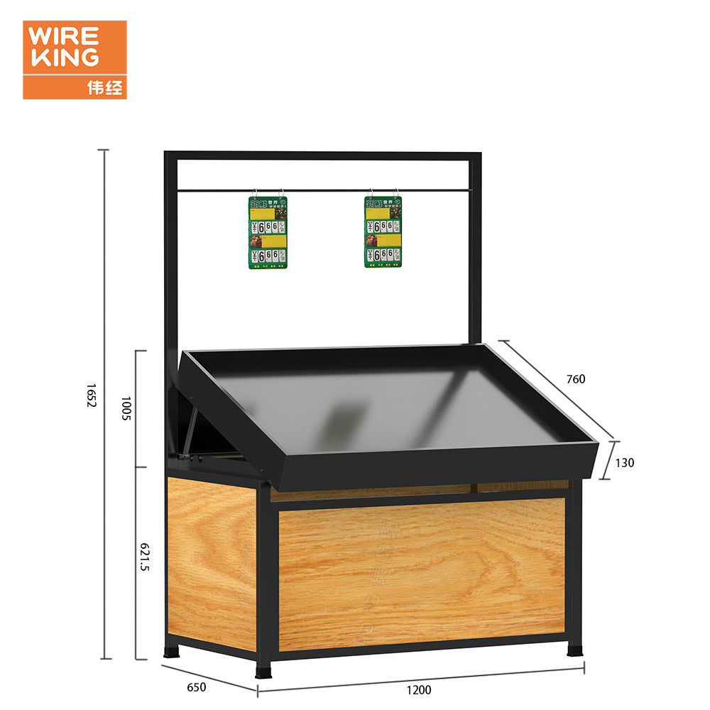 Fruit and vegetable shelves Supermarket vegetable display cabinet Fruit rack Iron and wood combined fruit and vegetable rack Large supermarket Nakajima rack