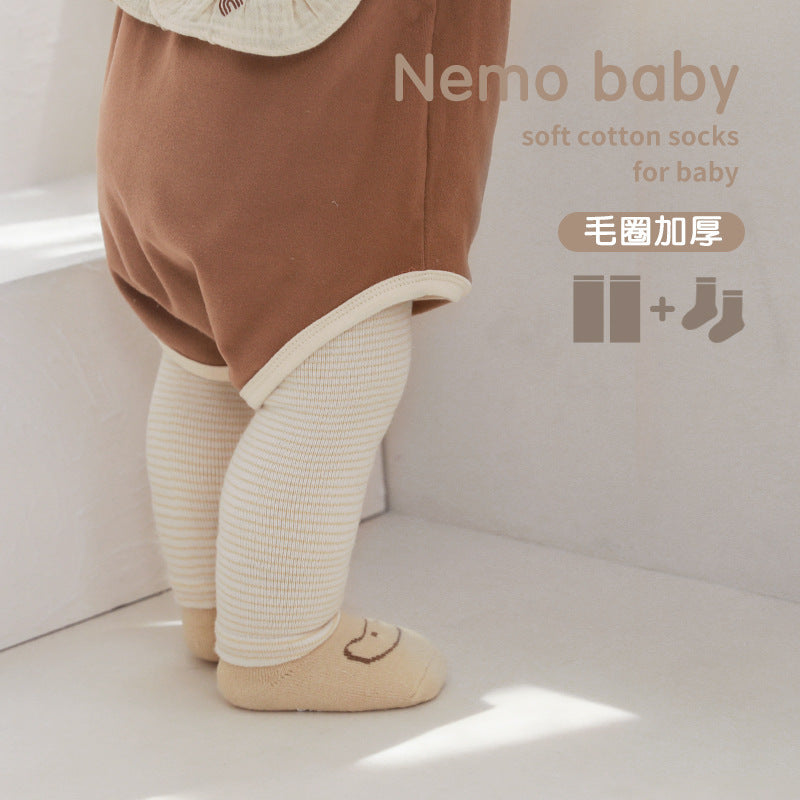 Babibele autumn/winter collection: premium baby knee-high socks set - fleece-lined, extra thick, anti-slip terry socks with grip