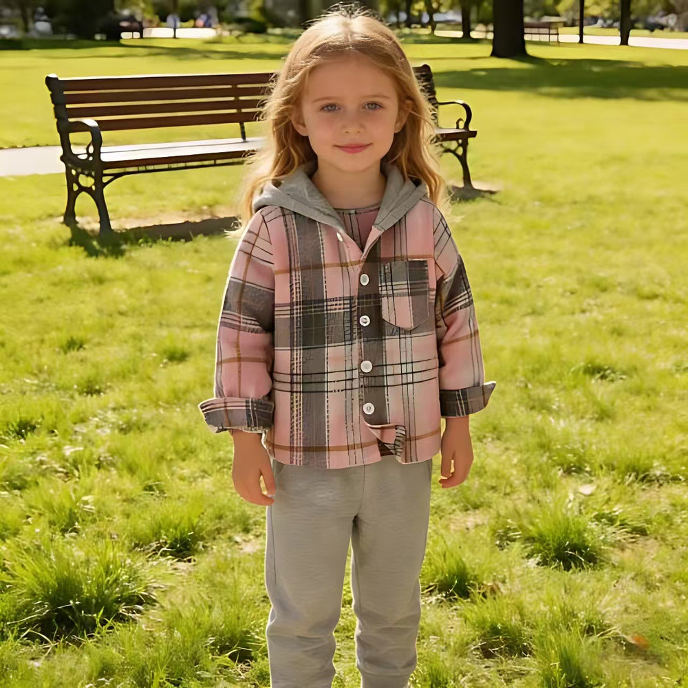 children's clothing spring & fallnew arrivalplaid hoodie boys and girlslong sleeves lapel lining suit boys plaidshirt