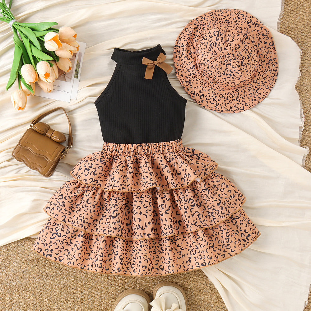 Kids clothing  cross-border new arrivalfashionspring & fallgirl black vest + skirt baby children's clothing