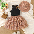 Kids clothing  cross-border new arrivalfashionspring & fallgirl black vest + skirt baby children's clothing