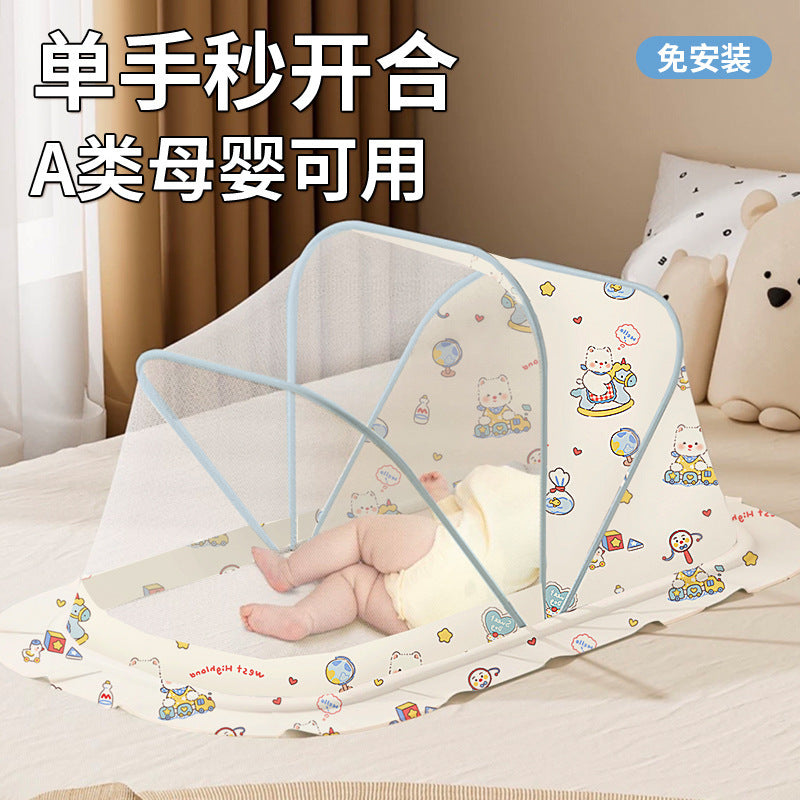 Foldable baby mosquito net canopy - portable baby yurt mosquito net for kids' beds - blackout, anti-mosquito, no installation required, full coverage