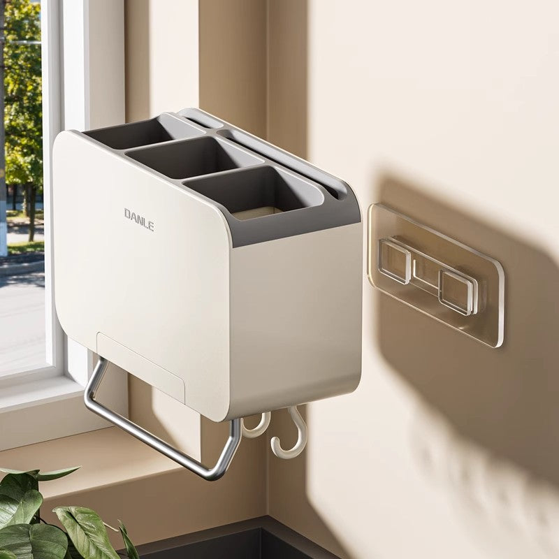 Chopsticks storage box Wall-mounted non-punching household chopstick cage Kitchen storage tableware Chopstick cartridge Drain knife holder Shelf