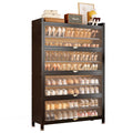 For home layered partition shoe cabinet steel door floor-standing multi-layer dust-proof shoe rack large capacity storage flip-door shoe cabinet