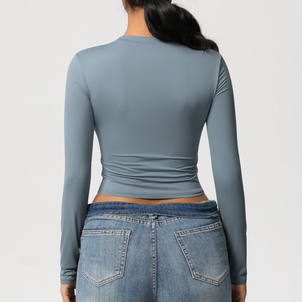 Ready-to-ship cross-border high-stretch quick-dry t-shirt yoga top pilates running workout fitness yoga long sleeve top