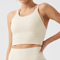 Fashion cross-border environmental-friendly mid-length fitness vest cross shoulder strap high collar sports tops beautiful back sports vest intimates