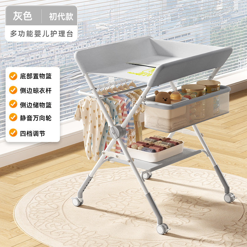Changing table, baby care station, massage & bathing combo - foldable, portable, multifunctional newborn baby bed with changing and touching surface