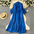 Miya pleated dress - spring  collection: high-end beaded, 3d floral, lantern sleeve, loose fit, pleated maxi dress