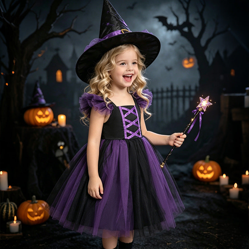 Halloween baby girl dress - dark style, flutter sleeves, tulle, birthday, first birthday party, carnival - in stock & wholesale