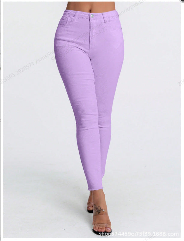 Amazon tiktok pinduoduo foreign trade cross-border fashion raw edge design white jeans for women easiest for match and slimming look