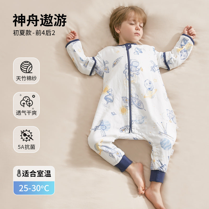 Baby sleeping bag - spring/autumn gauze, summer style, kids' split-leg sleeping bag, baby anti-kick quilt, all-season use